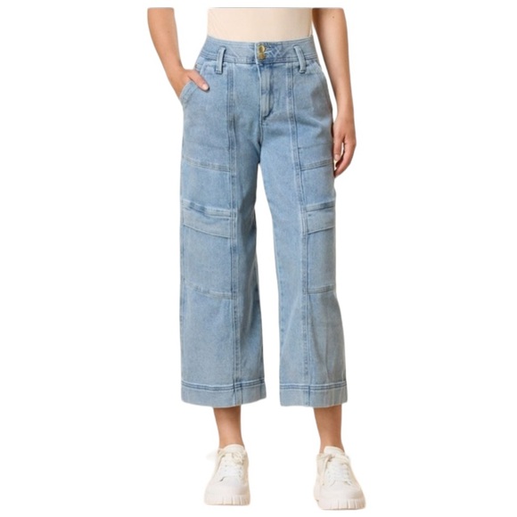 Democracy Luxe Touch Vintage Light Wash Skyrise Wide Leg Jean - Picture 1 of 10